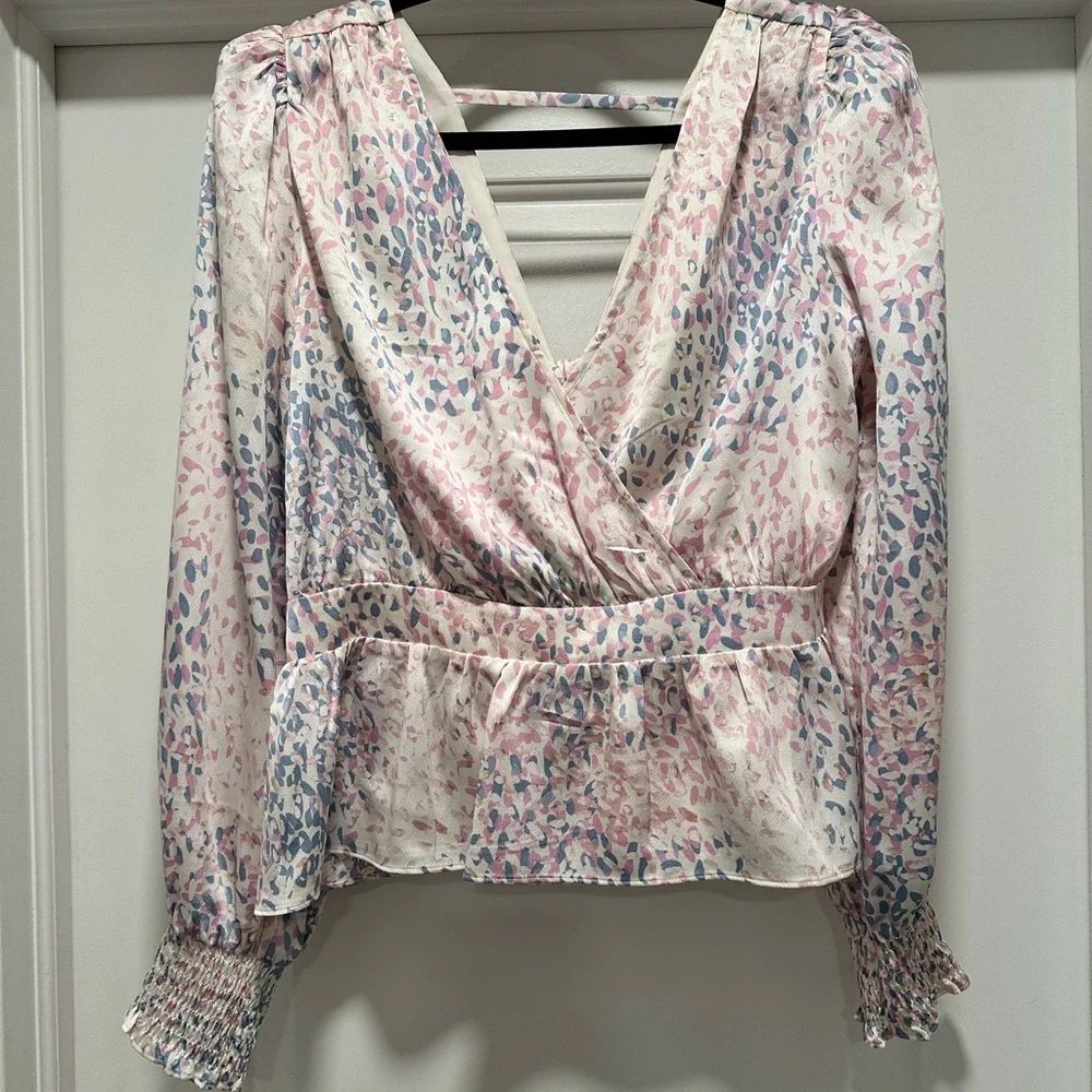 Express Pink and Blue Long Sleeve Blouse